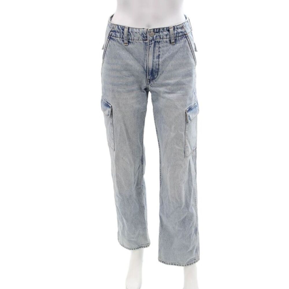 Denim Forum Unisex Straight Light Blue High Rise Button Jeans Size 23